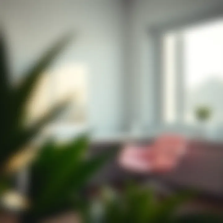 Pink chair complementing a minimalist workspace