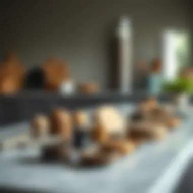 Variety of materials used for round handles displayed on a countertop