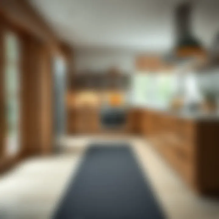 Functional rubber runner rug providing safety in kitchen spaces