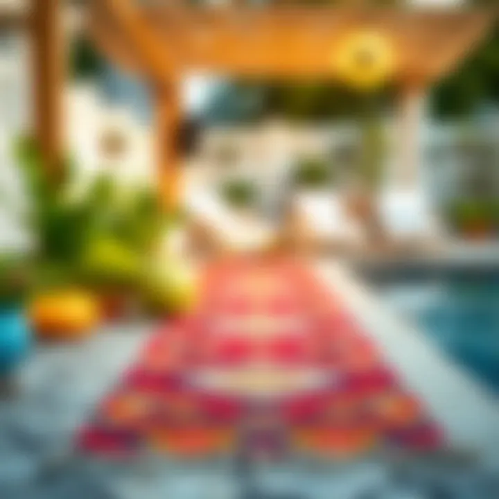 Charming Colorful Outdoor Runner Rug Colorful outdoor runner rug adding charm to poolside
