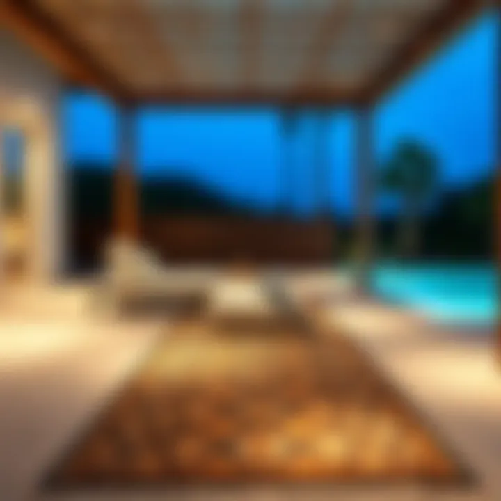 Elegant Outdoor Runner Rug Elegant runner rug enhancing outdoor pool area