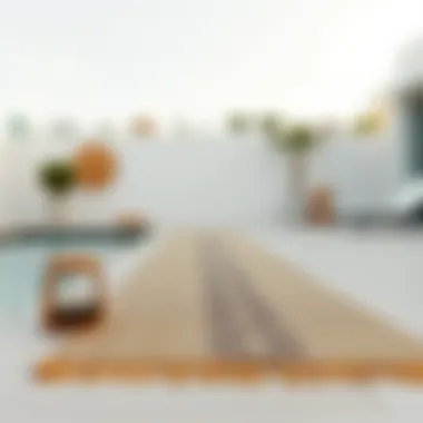 Stylish Placement of Outdoor Runner Rug Stylish rug placement on pool deck for aesthetic appeal