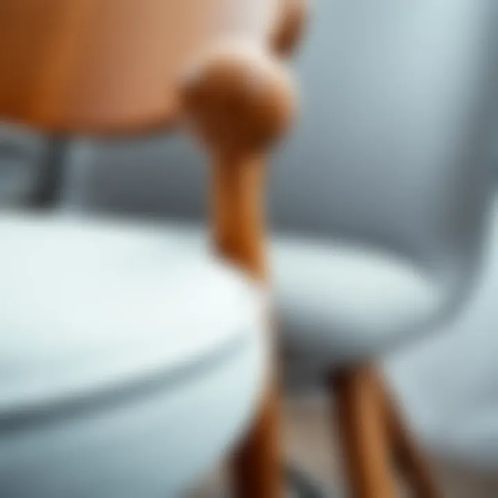 Exploration of Chair Materials Close-up of modern chair materials showcasing wood and fabric textures