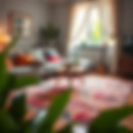 Vibrant small rug enhancing a cozy living room