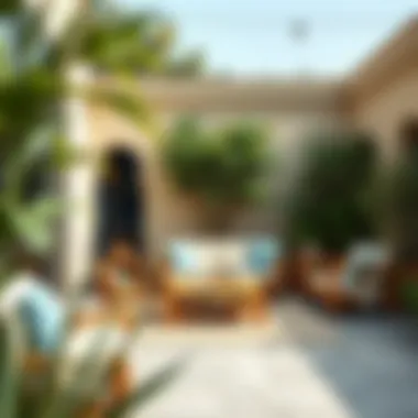 Trendy Outdoor Space with Foldable Furniture Trendy outdoor space featuring a diverse array of foldable furniture