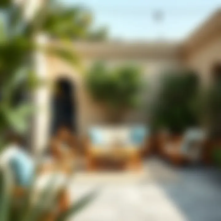 Trendy Outdoor Space with Foldable Furniture Trendy outdoor space featuring a diverse array of foldable furniture