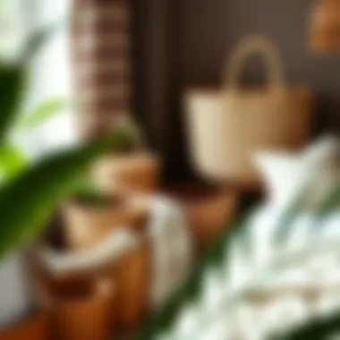 Rattan Baskets as Decorative Storage Rattan baskets used as decorative storage in a cozy corner