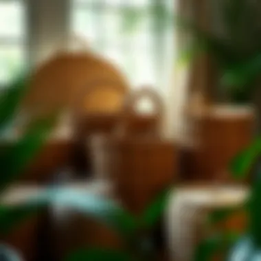 Rattan Baskets in Natural Light Natural light illuminating a collection of rattan baskets