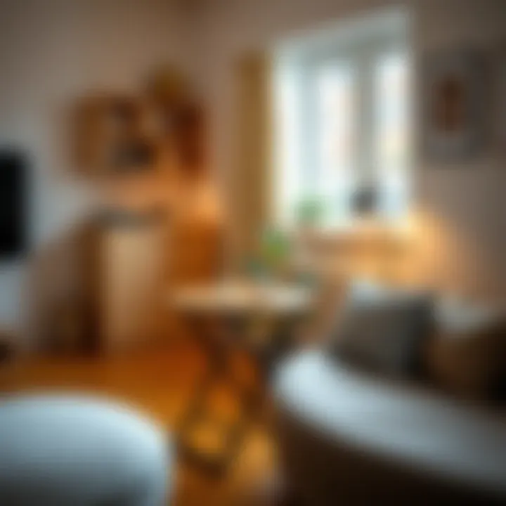 Compact folding table in a small apartment space