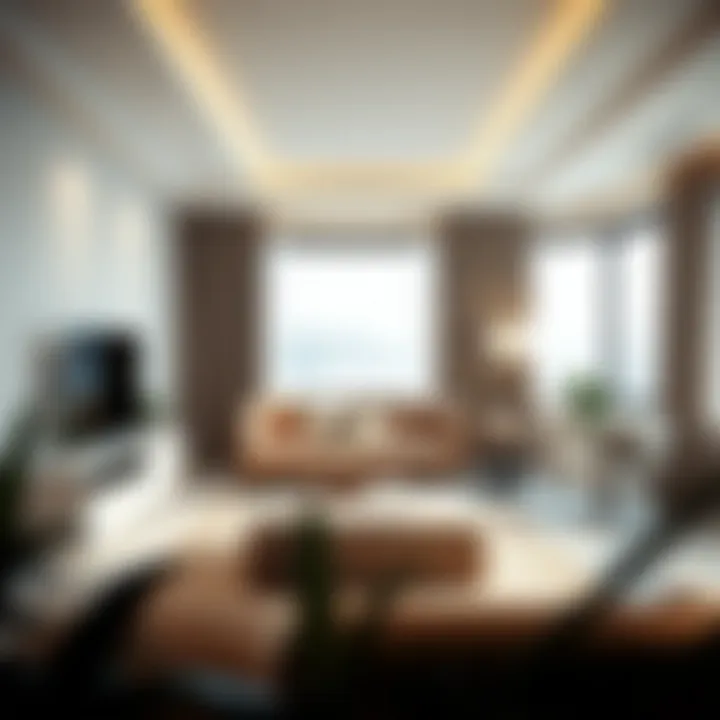 Elegant lounge area featuring a single couch and ottoman