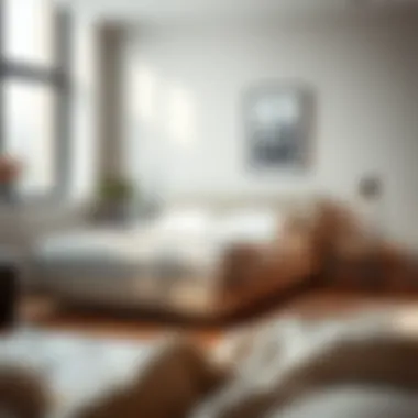 Minimalist bed featuring under-bed storage compartments in a cozy environment