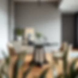 Stylish four-seater round dining table set in a modern dining room