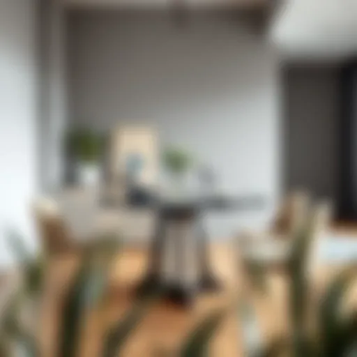 Modern Elegance: Round Dining Table in Contemporary Space Stylish four-seater round dining table set in a modern dining room