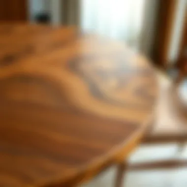 Refined Craftsmanship: The Beauty of Wood in Design Close-up of a round dining table showcasing intricate wood grain