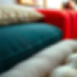 A detailed view of various materials used in furniture design, showcasing their textures and colors.