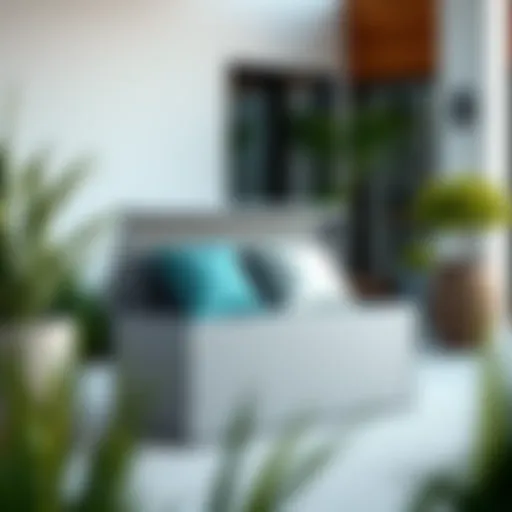 Stylish patio cushion storage bin in a modern outdoor setting