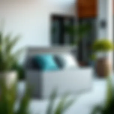 Modern Outdoor Storage Solution Stylish patio cushion storage bin in a modern outdoor setting