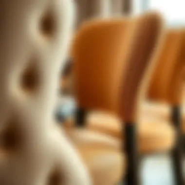 Close-up of fabric textures on luxury dining chairs