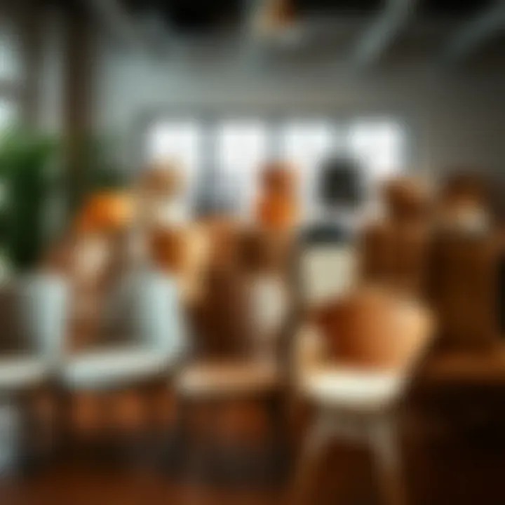 Variety of dining chair styles arranged aesthetically