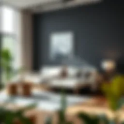 Elegant pull-out futon bed in a modern living room