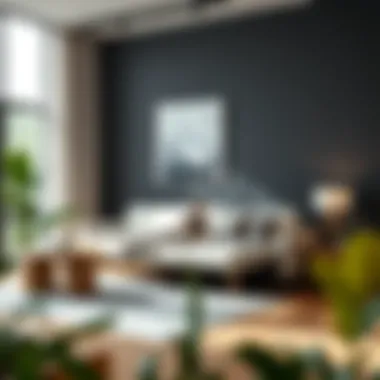 Elegant pull-out futon bed in a modern living room