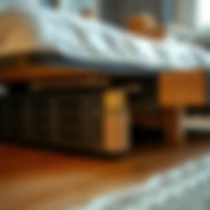 Close-up of a pull-out futon bed mechanism