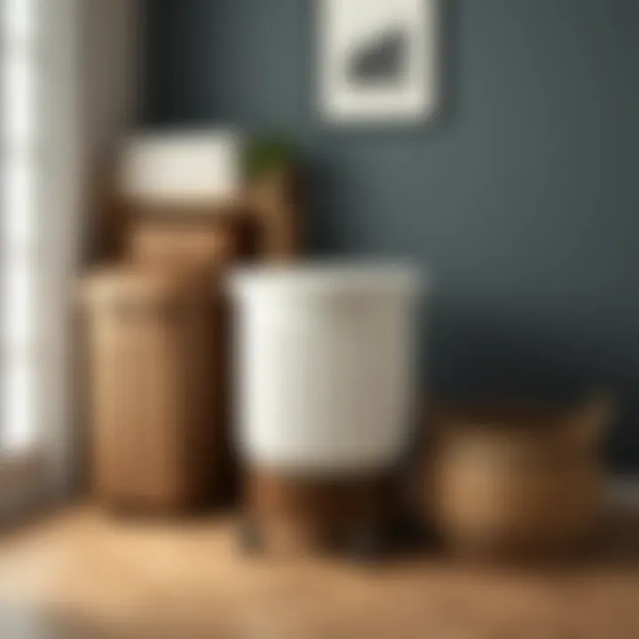 Stylish design showcasing various materials of laundry bins
