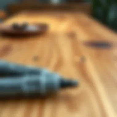 Enhancing Wood Surfaces with Grey Markers Close-up view of grey furniture markers on a wooden surface