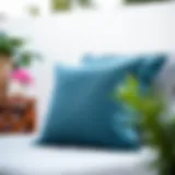 Outdoor cushions secured with Velcro on a patio lounge chair