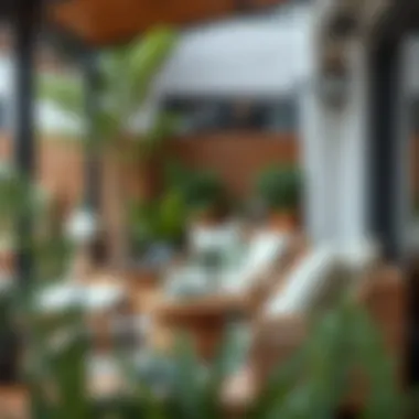 Stylish outdoor seating arrangement with Velcro-secured cushions