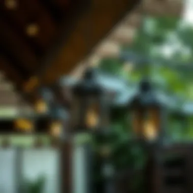 Rustic Charm with Waterproof Lanterns Waterproof hanging lanterns enhancing a rustic patio ambience