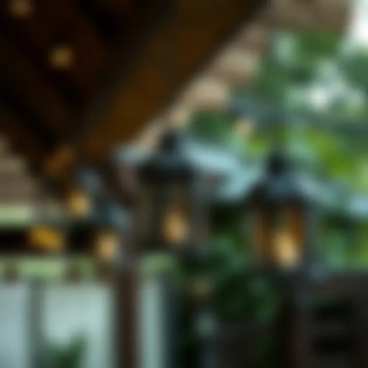 Rustic Charm with Waterproof Lanterns Waterproof hanging lanterns enhancing a rustic patio ambience