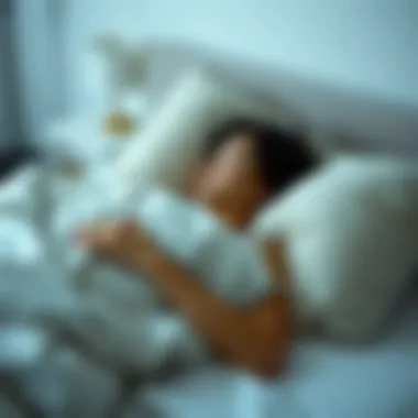 Person enjoying a peaceful sleep under a weighted duvet insert