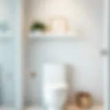 Stylish white shelf above a modern toilet