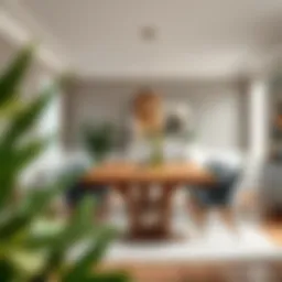 Elegant oak XL dining table set in a bright dining room