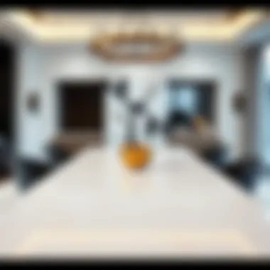 Sophisticated Marble XL Dining Table Sleek marble XL dining table with artistic centerpiece