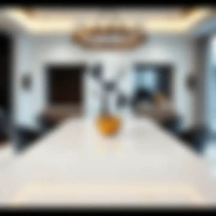 Sophisticated Marble XL Dining Table Sleek marble XL dining table with artistic centerpiece